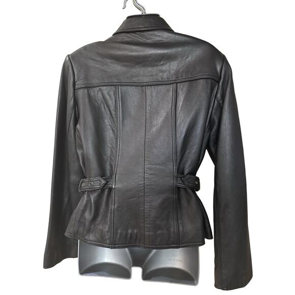 Valerie Stevens Lambskin Classic Women Black Leather Jacket Size 8 - Picture 3 of 6